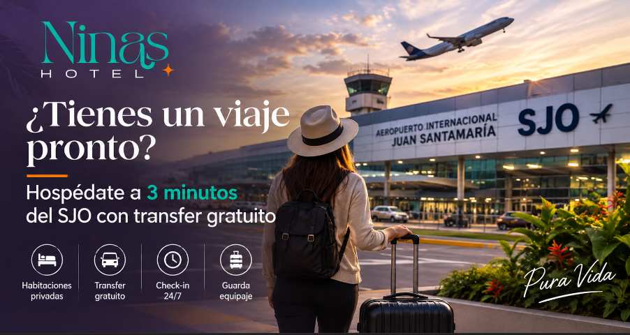 ¿Viajas de madrugada? Hospédate a minutos del aeropuerto SJO con transfer gratuito
